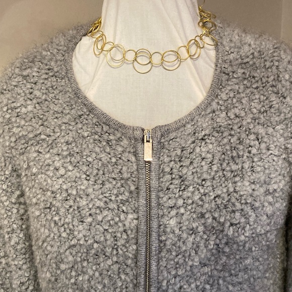 Silvia Novelli Grey Mohair Wool Blend Boucle Longline Full Zip Cardigan - Picture 2 of 14